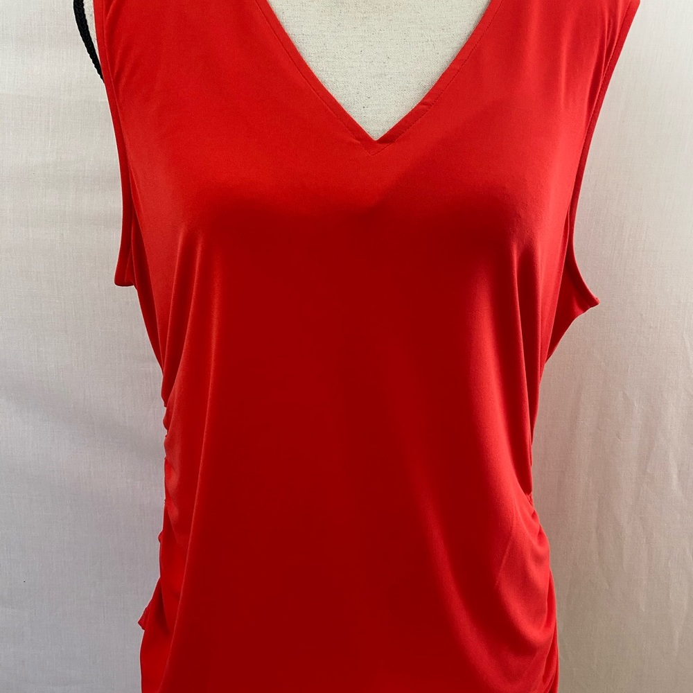 🆕 Calvin Klein blouse Top. Red Orange undertones Sz XL.